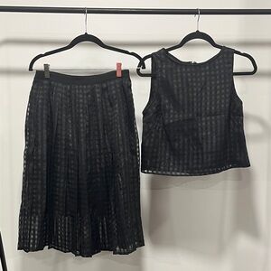 Elle Black Checkered Skirt Set
